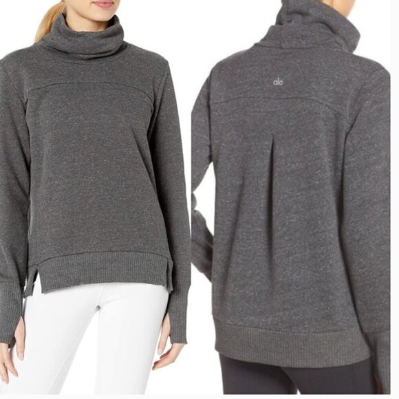 ALO Yoga Tops - Alo Haze Cowlneck Sweatshirt Gray Cozy Small